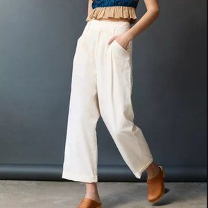 Anthropologie Maeve Ivory Pleated Pants